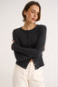 Caterina Snap Button Top Charcoal Marle