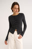 Caterina Snap Button Top Charcoal Marle
